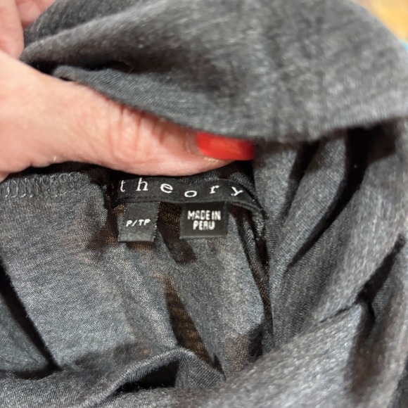 Theory Gray Long Sleeve‎ Turtleneck Top Stretchy Made in Peru P/TP - Picture 5 of 10